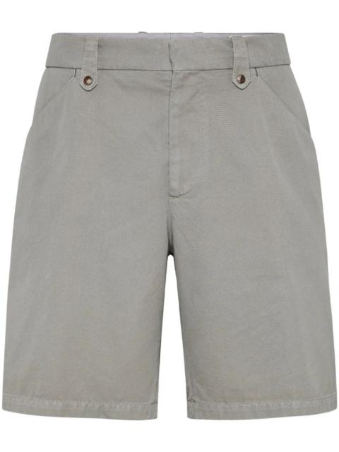 Brunello Cucinelli Men Garment-Dyed Bermuda Shorts In Twisted Cotton Gabardine
