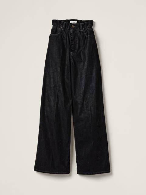 Miu Miu Washed flocked chambray pants