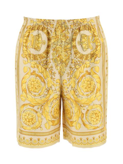 'barocco' Gold Silk Bermuda Shorts