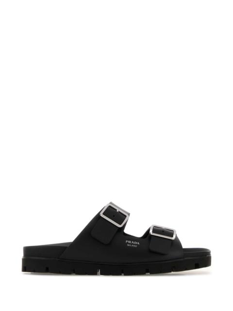 Prada Prada Men Black Leather Slippers