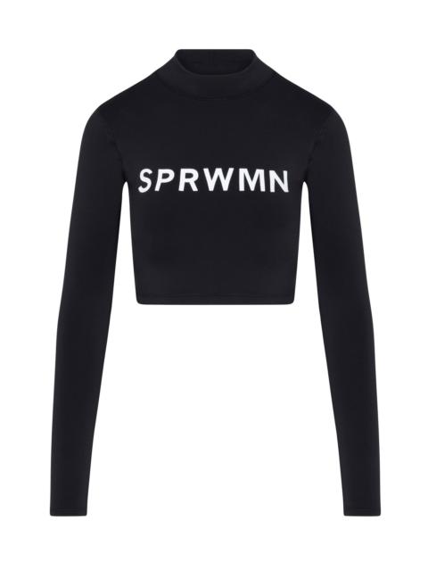 SPRWMN BLACK FRONT LOGO CROPPED RASHGUARD