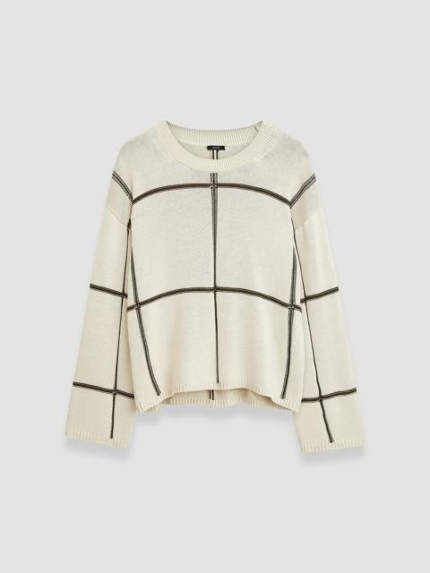 JOSEPH Grid Cotton Silk Crew Neck Jumper