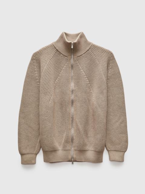 BATONER Signature Knit Cotton Drivers Zip in Beige