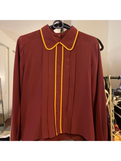 Marni MARNI Two-Way 100% Silk Shirt in Burgundy