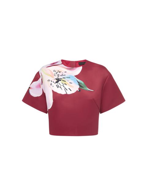 LEO LIN Indie Cropped Crepe T-Shirt burgundy