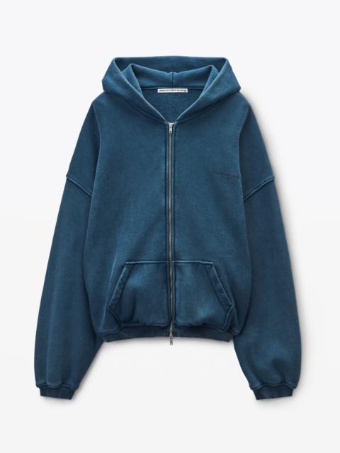 Alexander Wang Navy Cotton Logo Zip-Up Hoodie