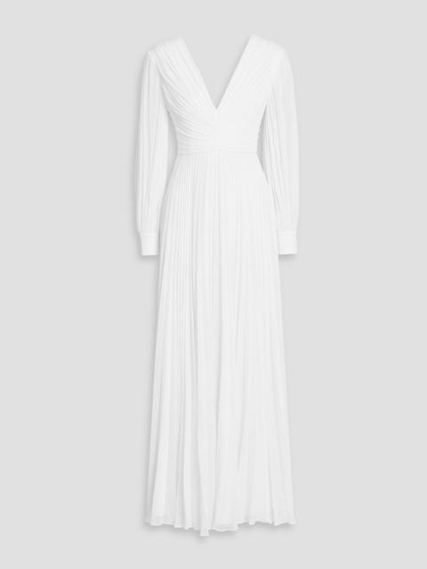 Other Designers Pleated crepe de chine maxi dress