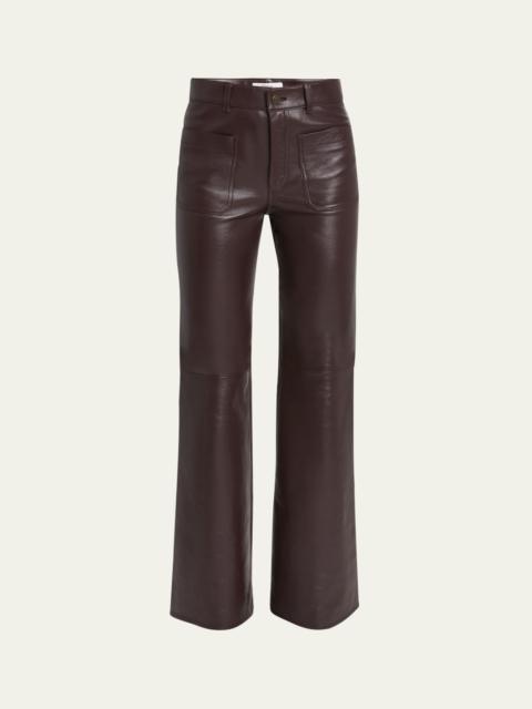 Wide Leg Leather Trousers