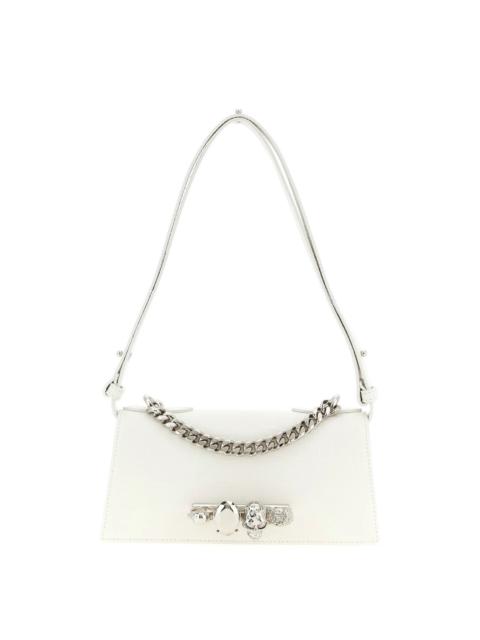 Alexander McQueen MCQUEEN Jewelled Mini White Leather Shoulder Bag New & Authe