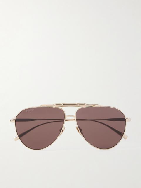 GUCCI Bamboo Aviator-style Gold-tone Sunglasses