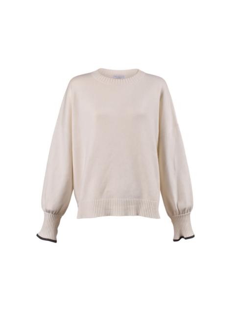 Brunello Cucinelli Brunello Cucinelli Wooff White Cashmere Crewneck Sweater