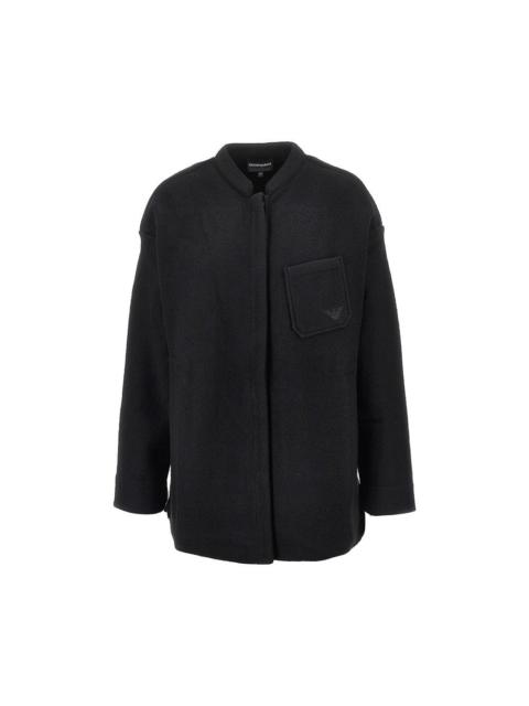 EMPORIO ARMANI Emporio Armani Boiled Wool Oversized Overshirt Black