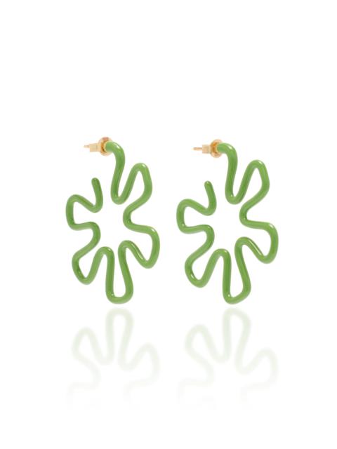 BEA BONGIASCA Pistachio 9K Gold, Silver, And Enamel Earrings green