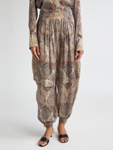 Zimmermann Zimmermann Hypnotic Silk Harem Pants in Denim Paisley at Nordstrom