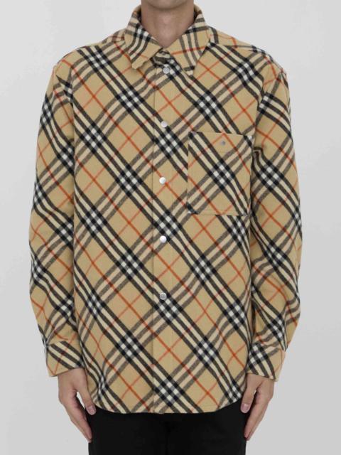Burberry Burberry Men Check Wool Shirt