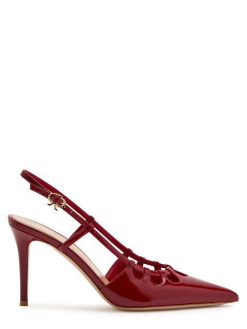 Gianvito Rossi Gianvito Rossi Eloise 85 Cut-out Glossed Leather Slingback Pumps