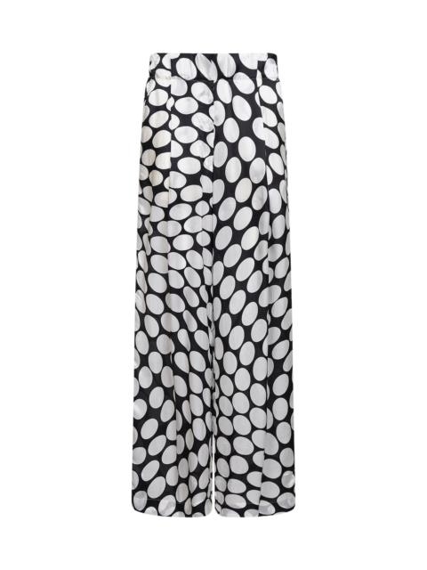 Dries Van Noten Dries Van Noten Women Black Viscose Soft Ellipses-Printed Wide-Leg Trousers