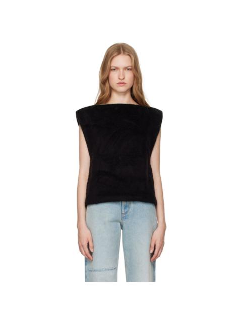 MM6 Maison Margiela Black Furry Fleece & Cotton Jersey Blouse