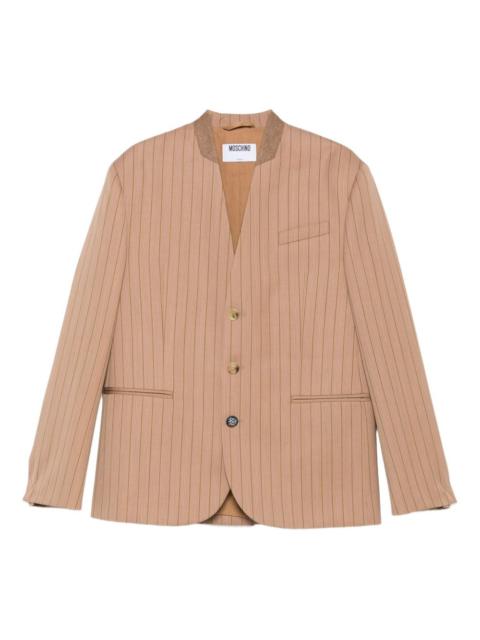 Moschino pinstripe mandarin-collar jacket