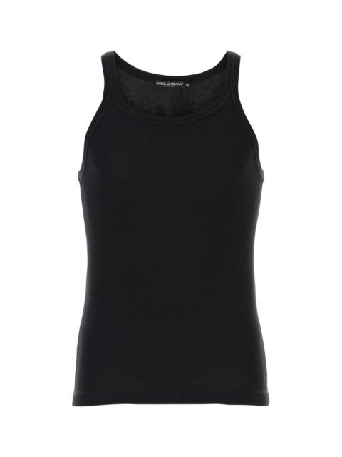 Dolce & Gabbana Dolce & Gabbana Men Black Cotton Tank Top