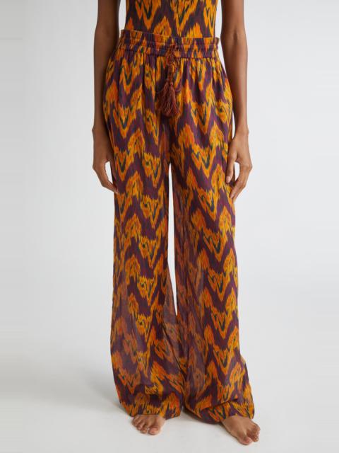 ULLA JOHNSON Ulla Johnson Azra Print Wide Leg Cover-Up Pants in Terra at Nordstrom