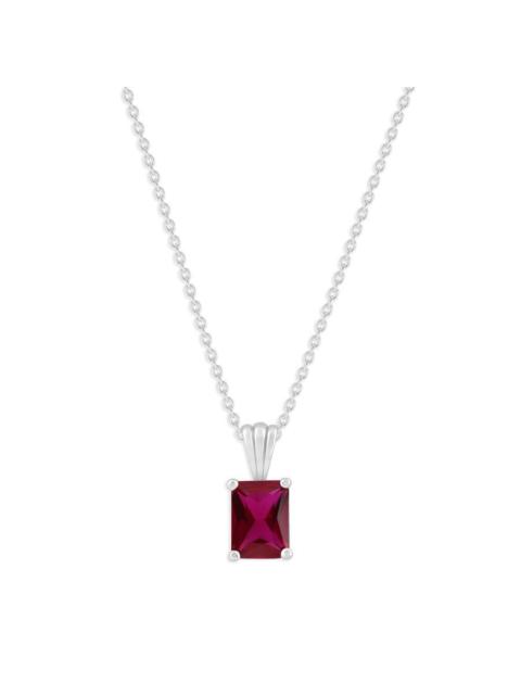 Other Designers DiamondMuse Belacqua Siam Ruby July Birthstone Emerald Pendant Necklace in Sterling Silver, Jewelry 