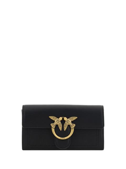 PINKO Pinko Love One Leather Wallet Nero-Antique Gold