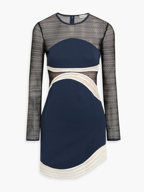 SIMKHAI Blaise fishnet-paneled crepe mini dress