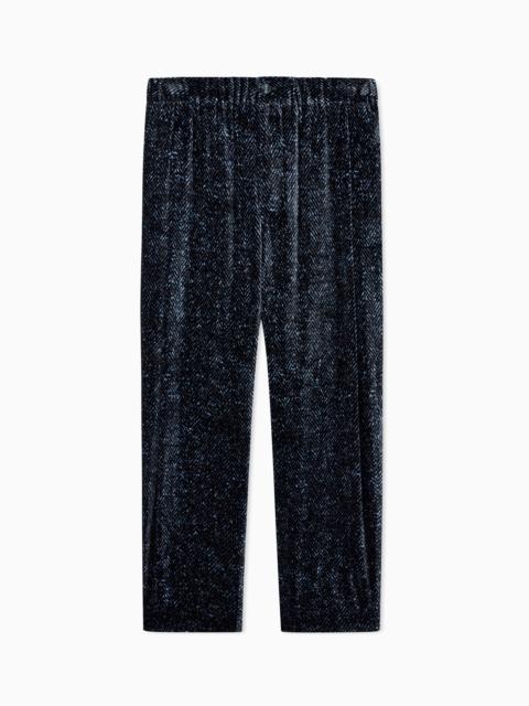 GIORGIO ARMANI CHEVRON PRINT VELVET TROUSERS
