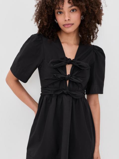 GANNI Stretch Cotton Mini Tie Strap Dress