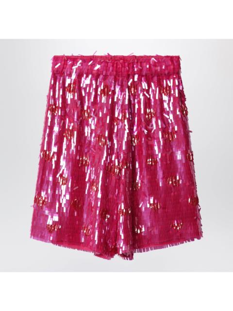 Dries Van Noten Dries Van Noten Fuchsia Silk Bermuda Shorts With Sequins Women