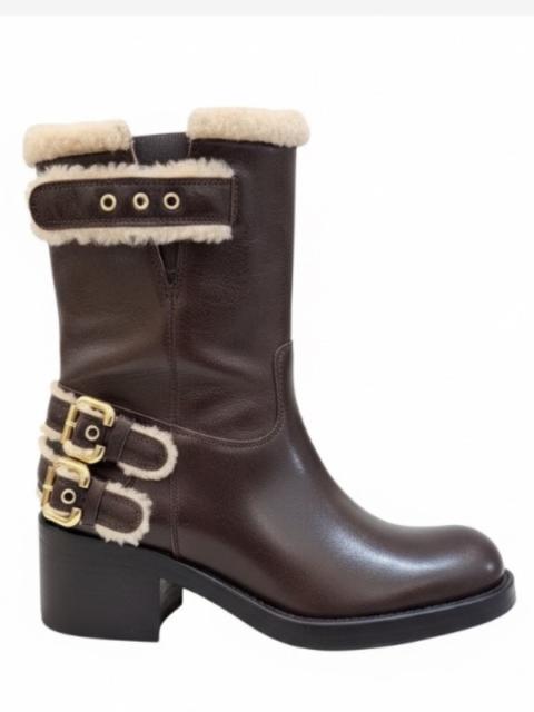 Chloé Dakota Shearling Boot in Burnt Wood