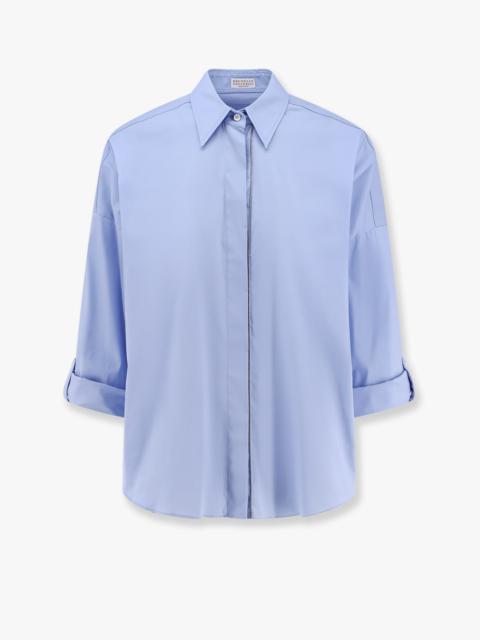 Brunello Cucinelli Cotton Blend Shirt With Monili Profile