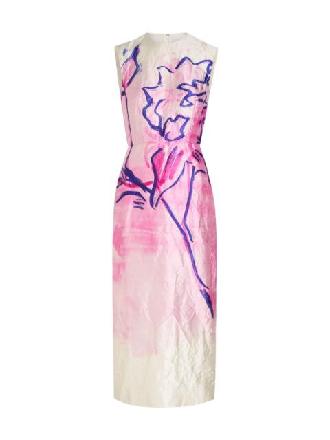 Erdem Erdem Printed Crinkled Satin Midi Dress