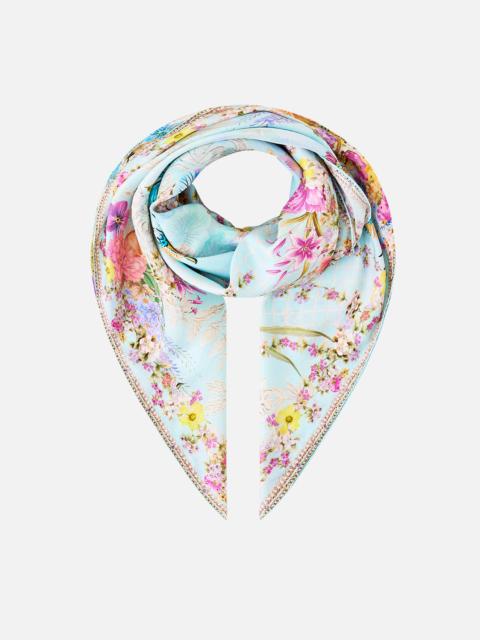 CAMILLA LARGE CRYSTALLED SILK SQUARE SCARF