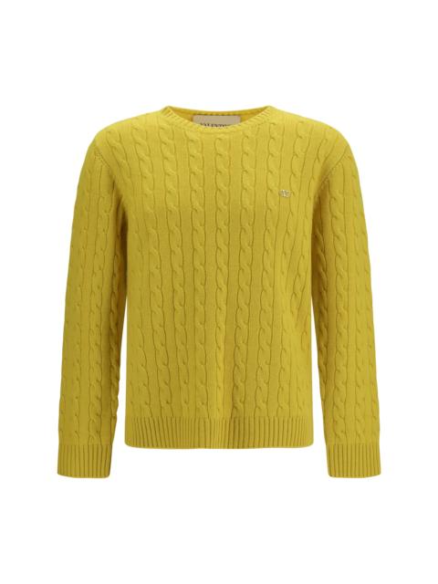 Valentino Valentino VLogo Cable-knit Cashmere Sweater Yellow