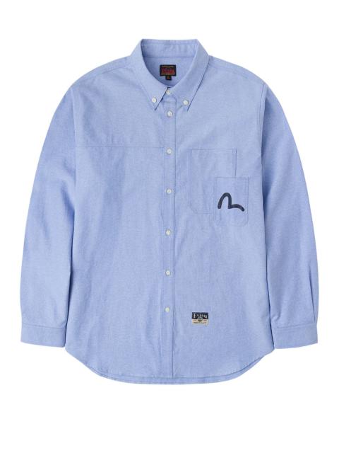 EVISU Logo Sashiko and Seagull Print Relax Fit Long-sleeve Shirt