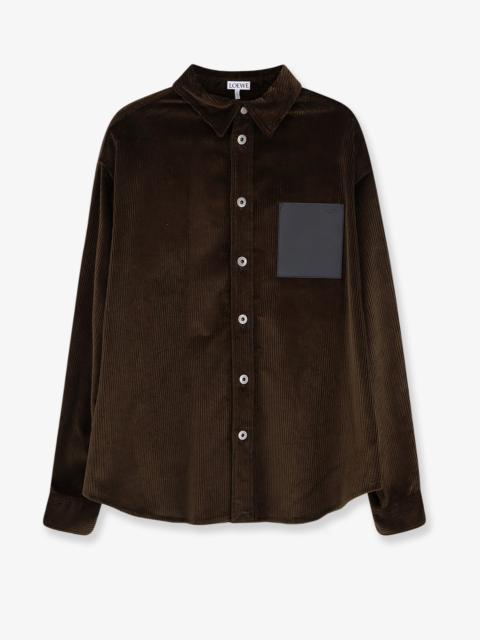 Loewe Loewe Corduroy Shirt with Leather Pocket Brown