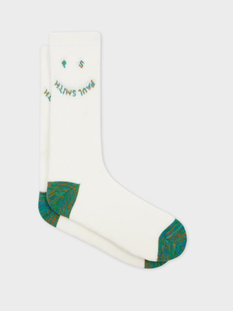 Paul Smith White Space-Dye 'Happy' Socks