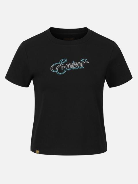 EVISU Logo and Starfish Rhinestone Slim Fit T-Shirt