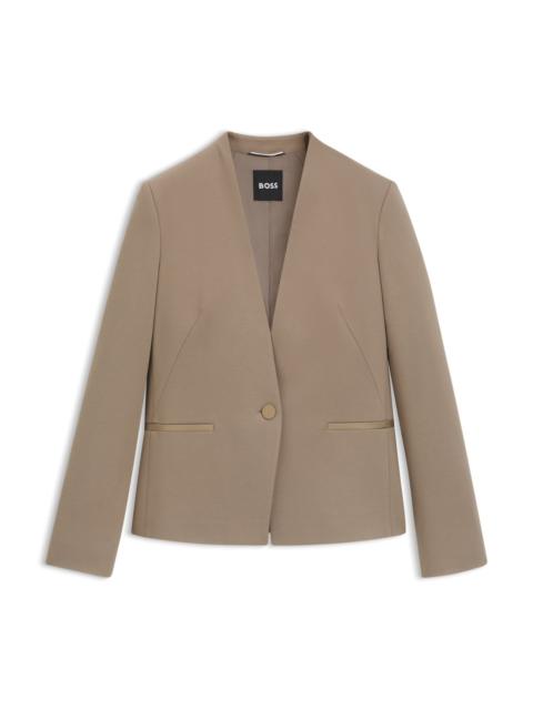 BOSS COLLARLESS REGULAR-FIT BLAZER WITH HARDWARE BUTTON