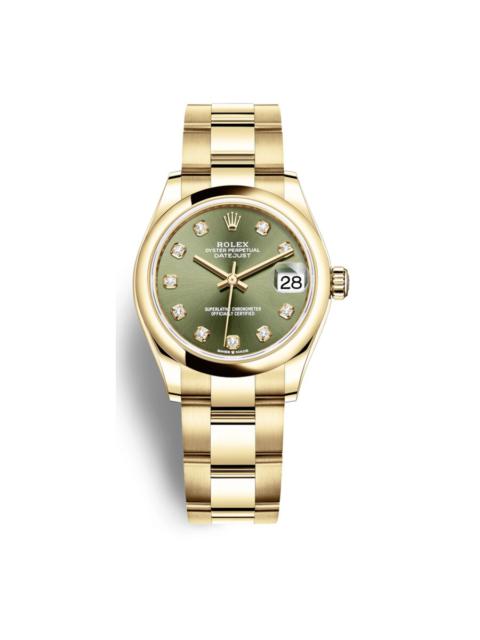 ROLEX Rolex Datejust 31 Olive Green Diamond Dial Automatic Ladies 18kt Yellow Gold Oyster Watch 278248GNDO