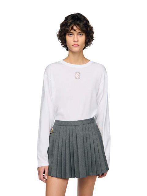 Sandro SANDRO T-shirt with embroidery in White at Nordstrom