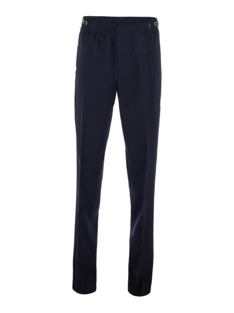 Givenchy Givenchy Men Blue Pants With Elasticated Waist With Adjustable Buckles And All-Over Stripe Motif In 