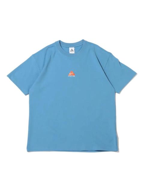 Nike Nike As M Nrg Acg Ss Solid Color Chest Pattern Printing Round Neck Short Sleeve Blue DQ1816-469