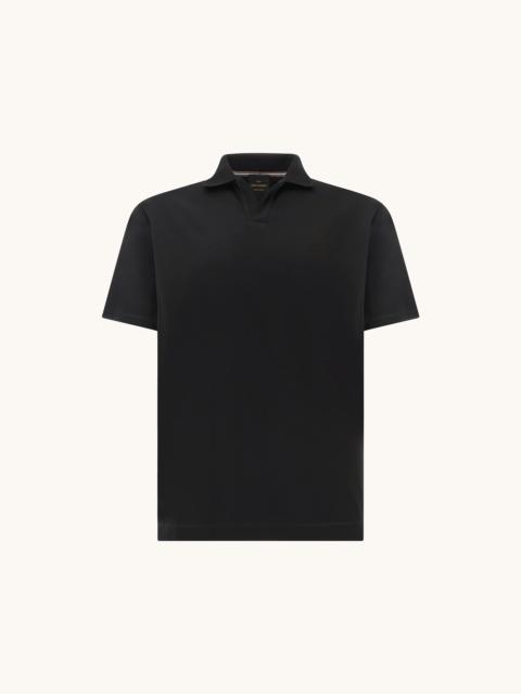 Paul & Shark OPEN‑COLLAR POLO SHIRT IN AQUA TOUCH COTTON