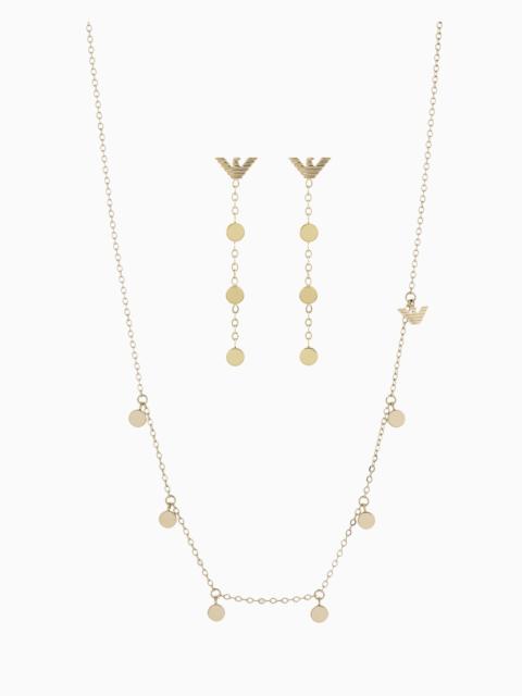 EMPORIO ARMANI GOLD-TONE STAINLESS STEEL NECKLACE AND EARRINGS SET