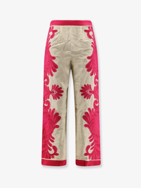 FARM RIO Farm Rio Linen and Viscose Blend Trousers Pink