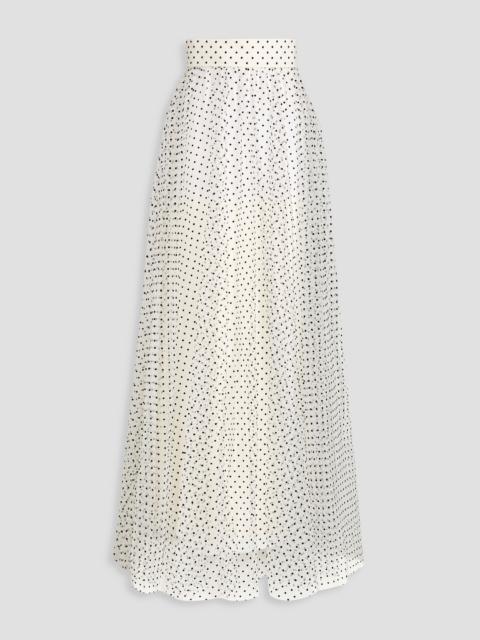 Zimmermann Polka-dot flocked pleated tulle maxi skirt