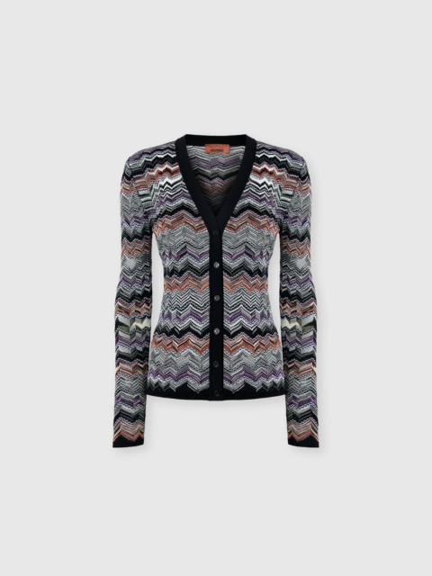 Missoni Slim buttoned cardigan with flame chevron pattern